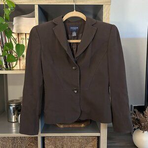 Ann Taylor Petites Charcoal Brown Blazer Jacket with Shoulder Pads